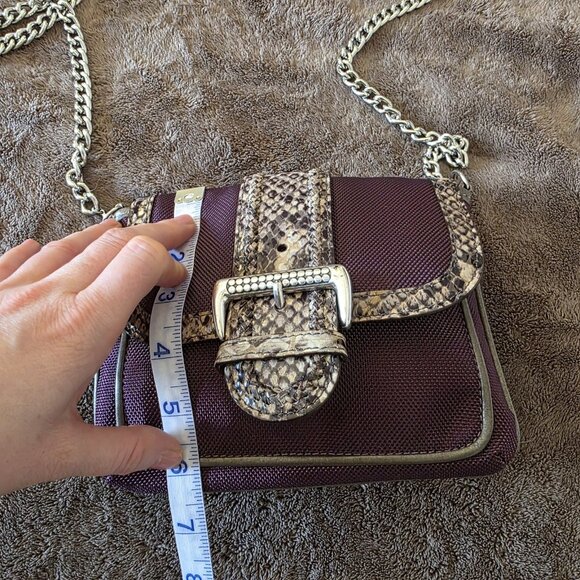 Brighton Portland Plumberry Purple Nylon & Embossed Leather Buckle Flap Silver - Picture 15 of 15